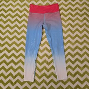 Zyia Active Pink and Blue Ombre Firecracker Light n Tight Leggings Size 6-8